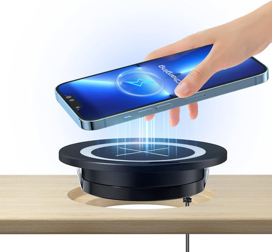 Desk Wireless Charger,  Desktop Grommet Power Wireless Charging Pad, for Iphone 16/15/14/13/12 Series, Samsung, Airpods and All Phones with Wireless Charging (Black)