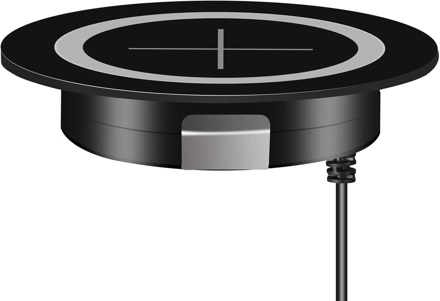 Desk Wireless Charger,  Desktop Grommet Power Wireless Charging Pad, for Iphone 16/15/14/13/12 Series, Samsung, Airpods and All Phones with Wireless Charging (Black)